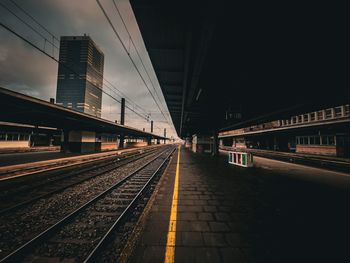Illuminated railroad station