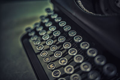 Close-up of old typewriter keys