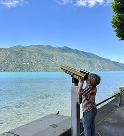 Boy looking beautiful landscape