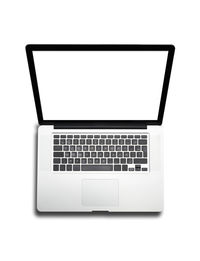 Close-up of laptop on white background