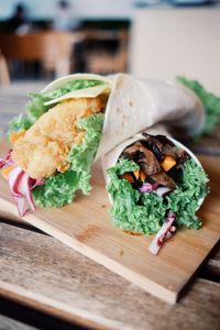 Close-up of food on cutting board