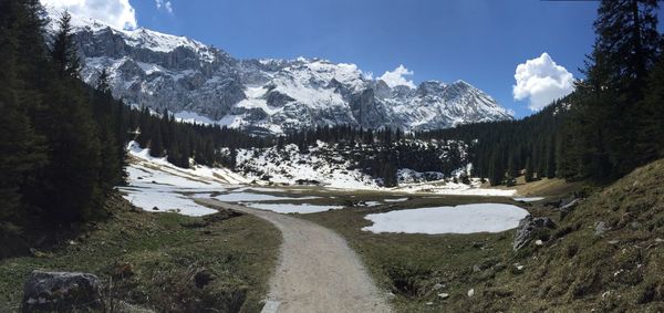 Snow covered mountain road