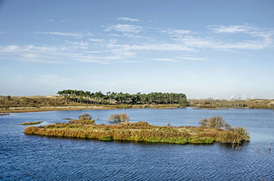 Scenic view of lake against sky