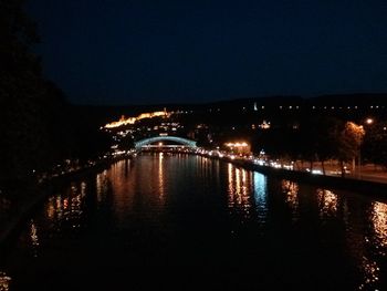 Illuminated building at night