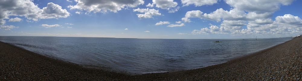 Scenic view of sea against cloudy sky