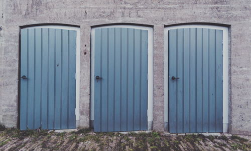 Closed door of building