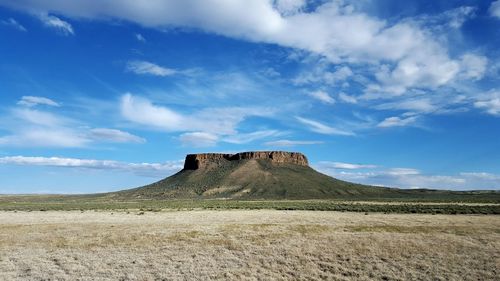 Scenic view of landscape against cloudy sky