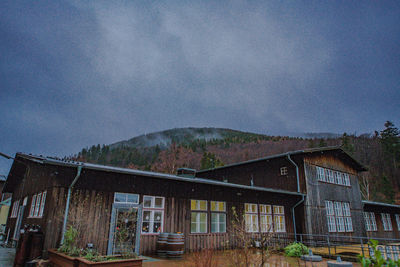 Low angle view of old building against sky