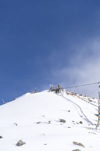 Landscape of snowy mountain peaks in india. mountains captured in snow great place for winter sports