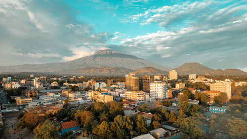 Aerial view of the arusha city, tanzania