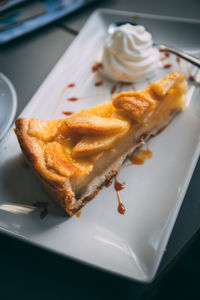 Close-up of dessert in plate on table