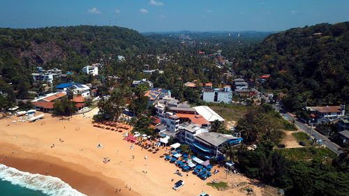 High angle view of townscape against sky