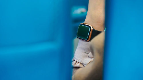 Women hand with smart watch in selective focus