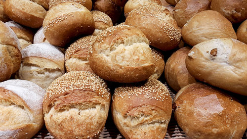 Loaves of bread for sale in bakery