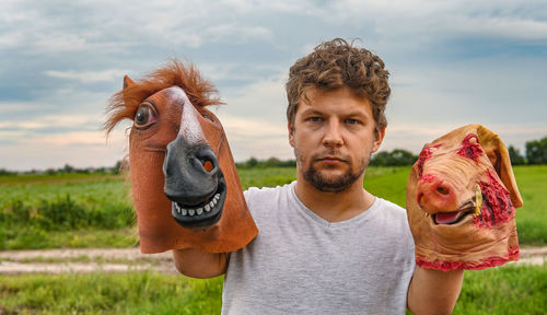 Portrait of man against sky