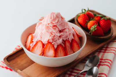 Close-up of fruits in bowl on table