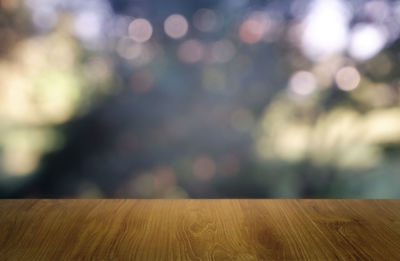 Defocused image of wooden table