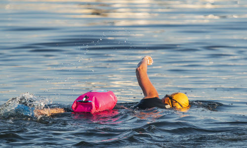 Man swimming in sea