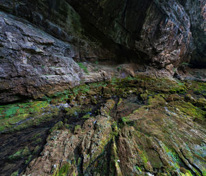 Low angle view of rock formation on land