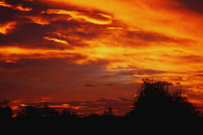 Scenic view of dramatic sky during sunset