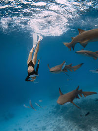 Man swimming in sea