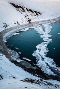 Scenic view of frozen sea during winter