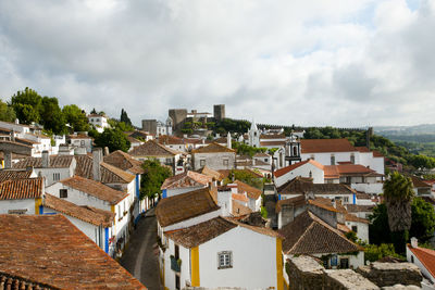 High angle view of townscape against sky