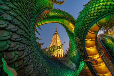 Colorful and beautiful king of nagas at phra that nong bua temple. ubon ratchathani province