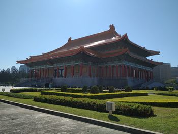 Traditional building against clear blue sky