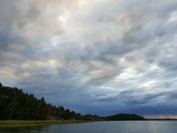 Scenic view of lake against sky