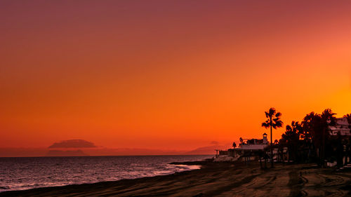 Scenic view of beach during sunset