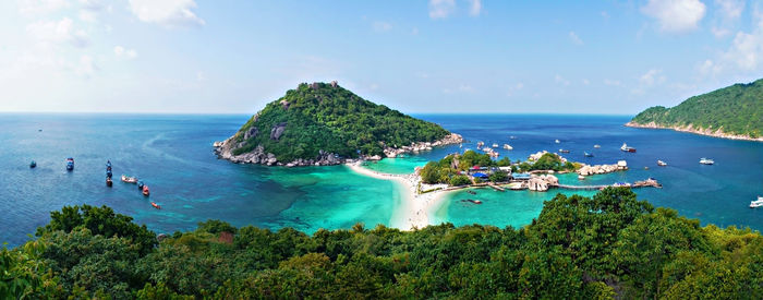 Nang yuan island view point panorama, koh tao, suratthani thailand, tropical landscape