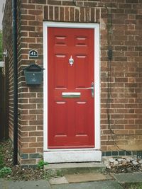 Closed door of building