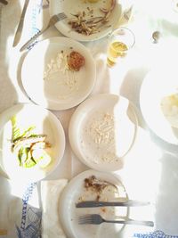 High angle view of food in plate on table