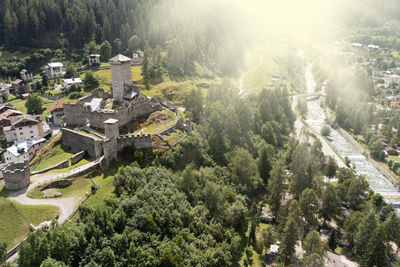High angle view of townscape against sky