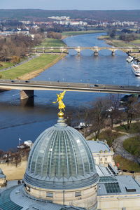 High angle view of buildings in city