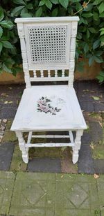 High angle view of empty bench on table