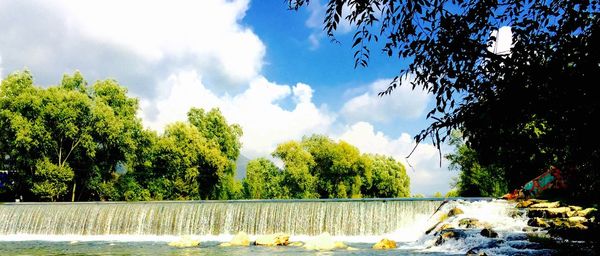 Panoramic view of lake against sky