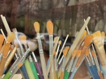 Close-up of paintbrushes