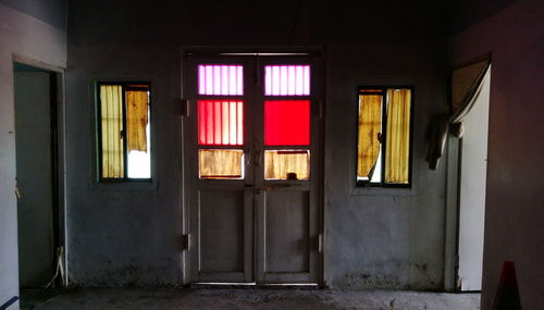 Closed door of old house