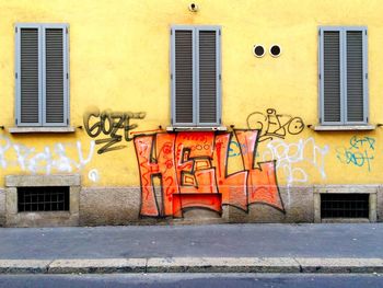 Graffiti on house wall