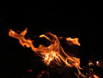 Close-up of fire in the dark