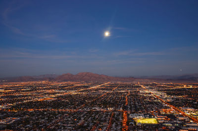 Aerial view of landscape against sky at night