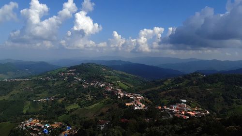 High angle view of townscape against sky