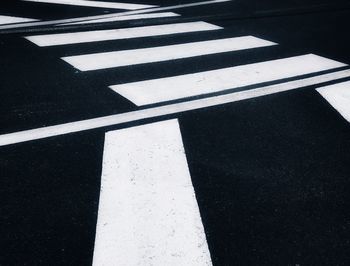 High angle view of zebra crossing on road