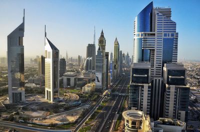 View of skyscrapers in city