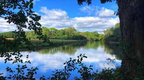 Scenic view of lake against sky
