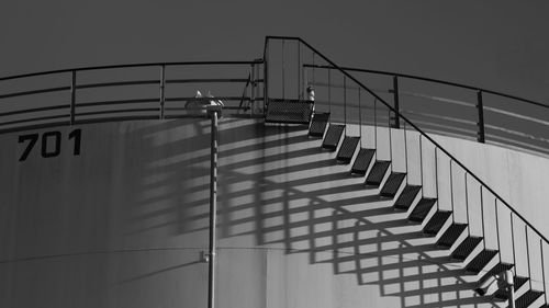 Low angle view of staircase against sky