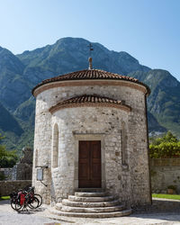 View of building against mountain range