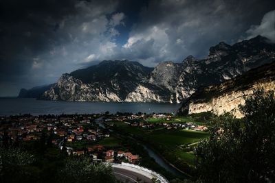 Scenic view of sea against cloudy sky